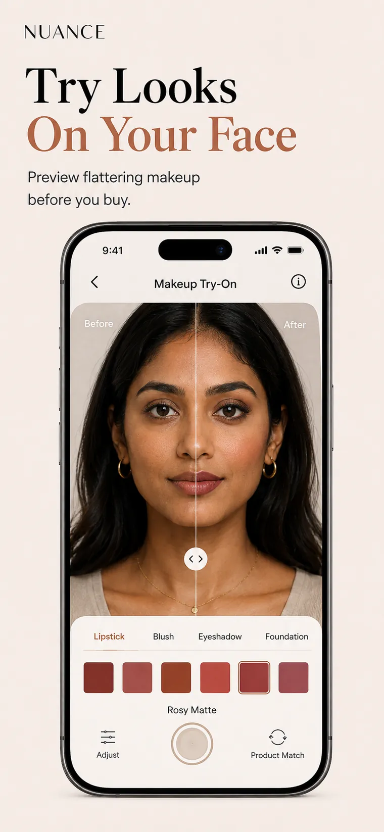 Example Nuance personalized makeup try-on result